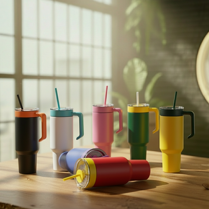 40oz Steel-Plated Tumbler with Handle