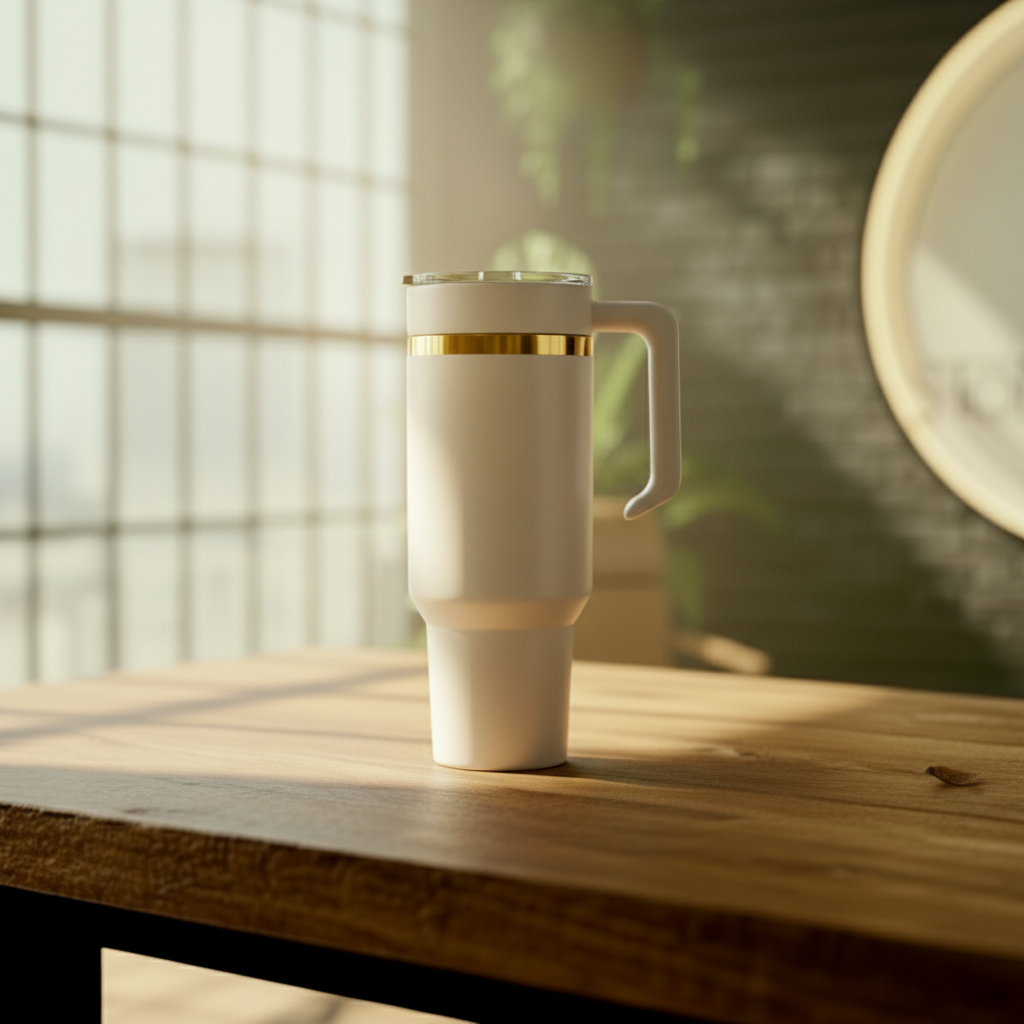 40oz Gold-Plated Tumbler with Handle