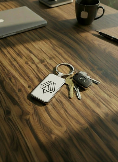 Leatherette & Metal Rectangle Keychains