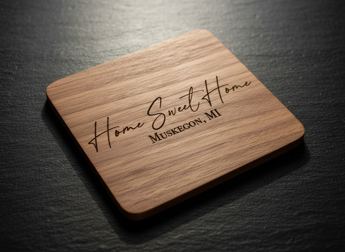 Home Sweet Home coaster engraving preview