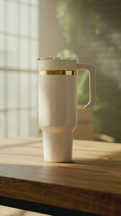 40oz Gold-Plated Tumbler with Handle