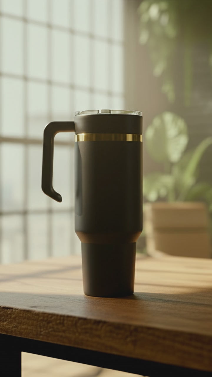 40oz Gold-Plated Tumbler with Handle