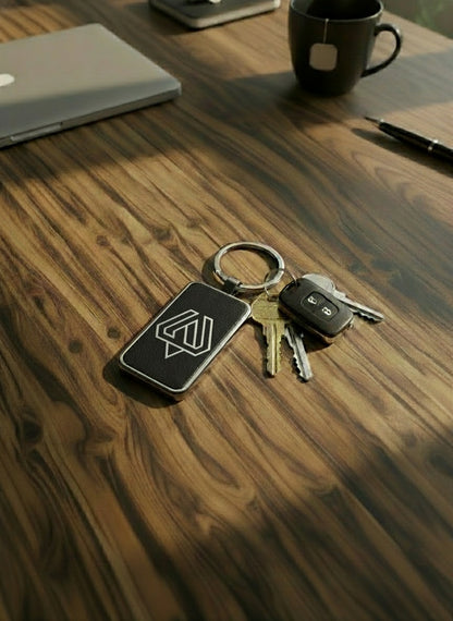 Leatherette & Metal Rectangle Keychains