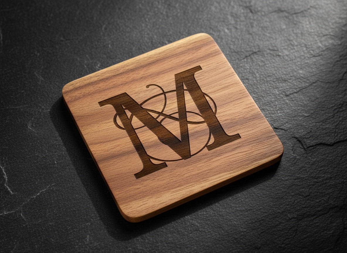 Standard Monogram coaster engraving preview