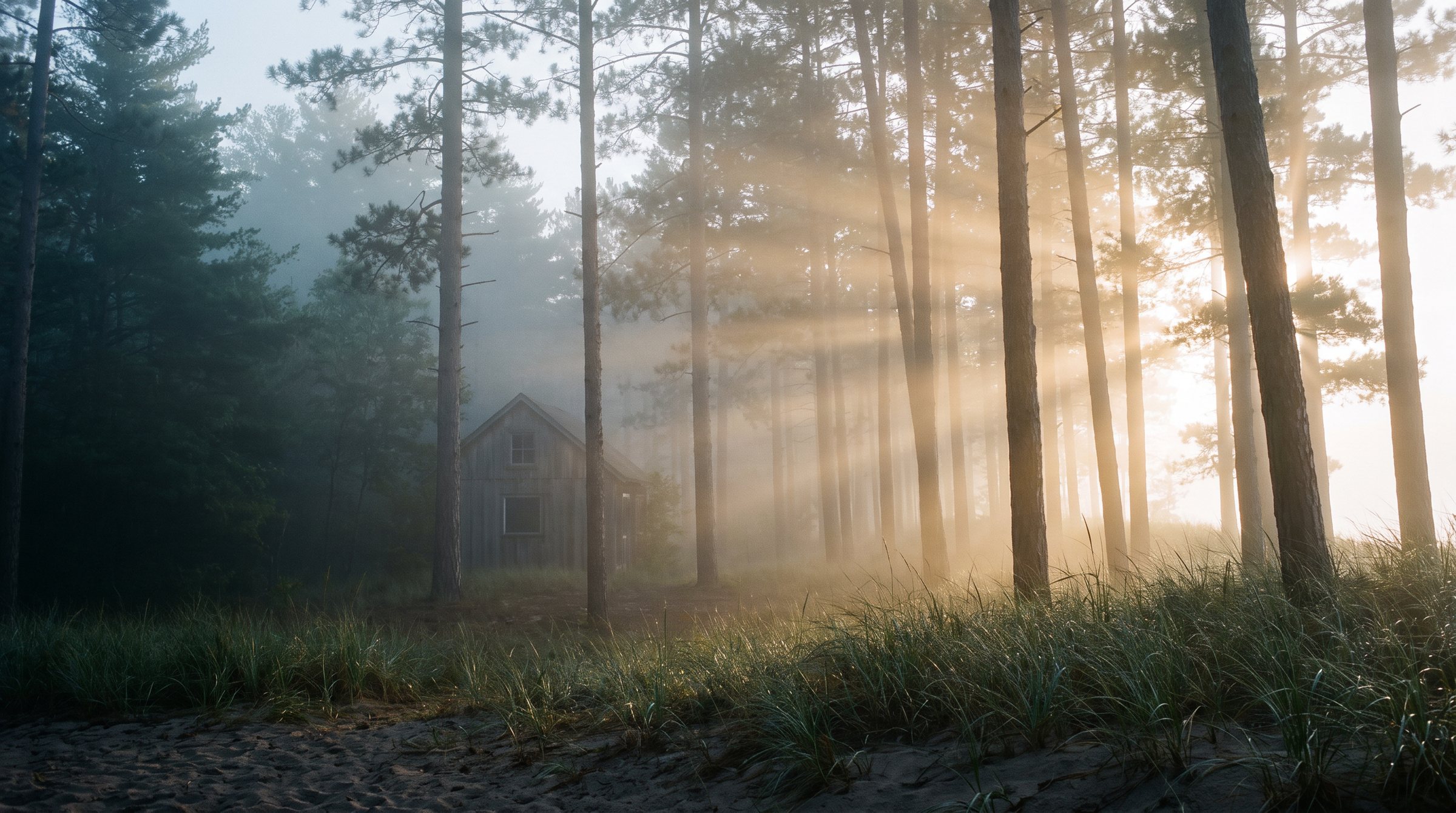 A forest at dawn